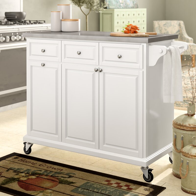 Philippe Kitchen Cart With Stainless Steel Top 